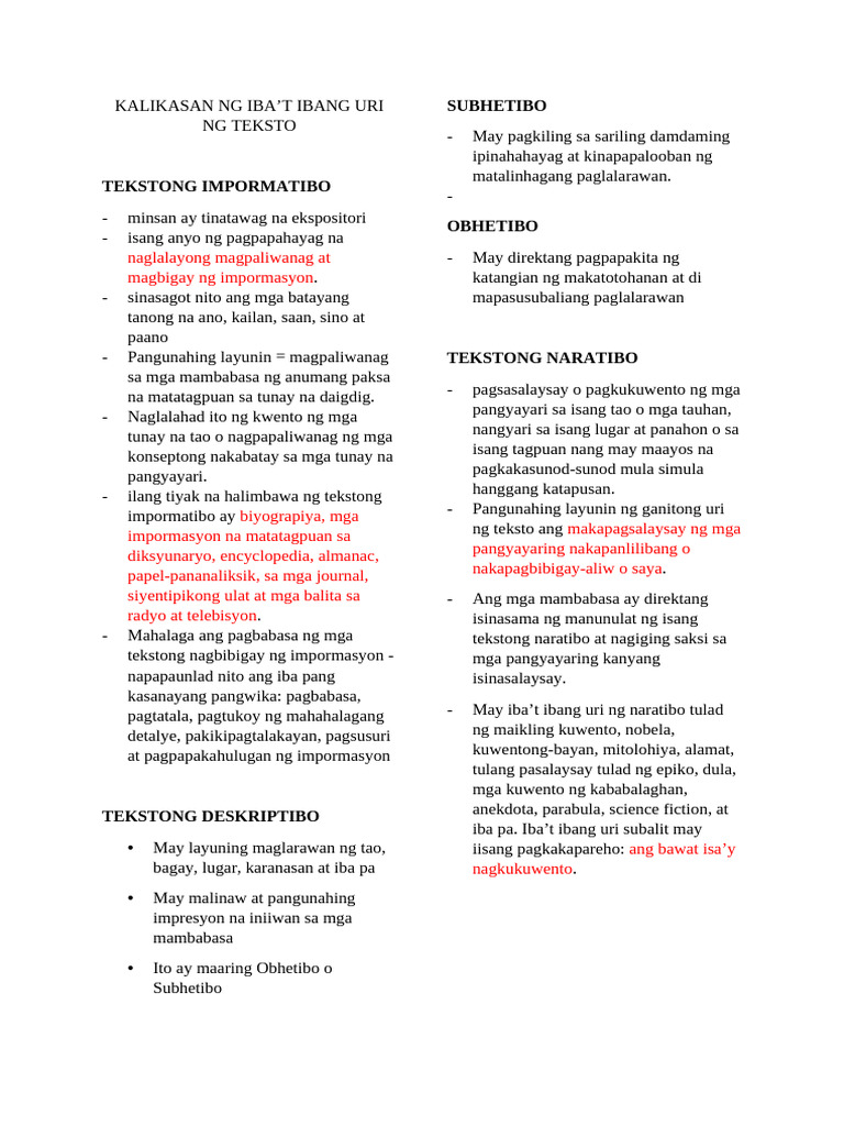 Filipino Reviewer | PDF