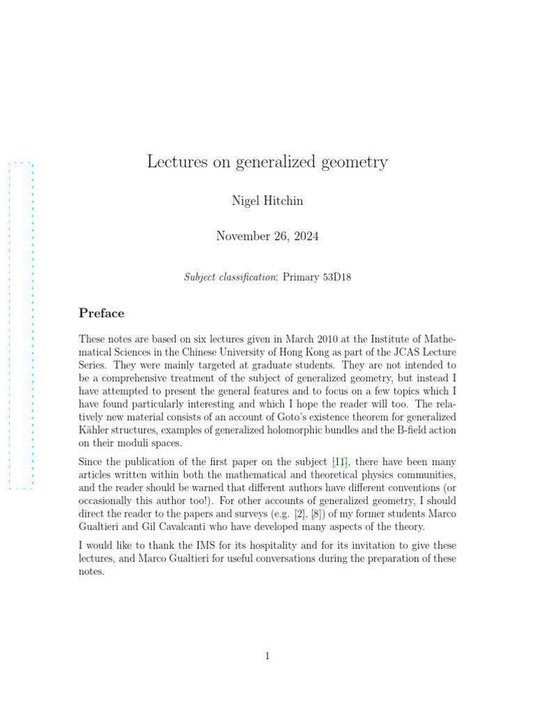 Lectures On Generalized Geometry | PDF | Differential Form ...