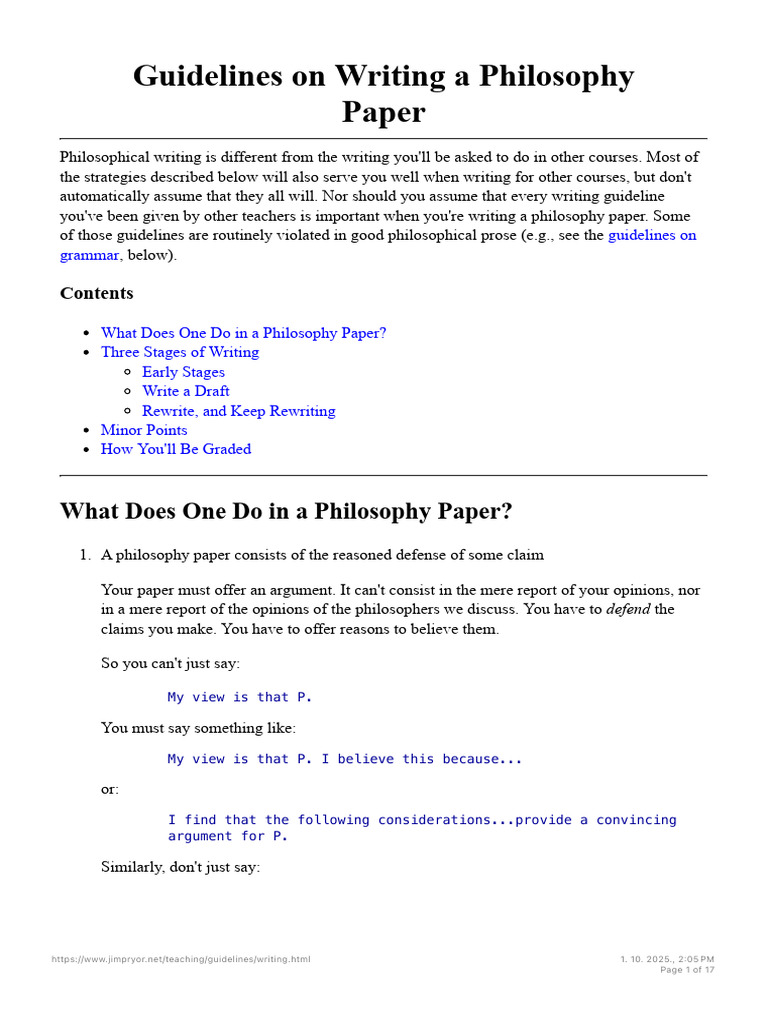 Philosophy Paper Writing Guidelines | PDF | Idea | David Hume