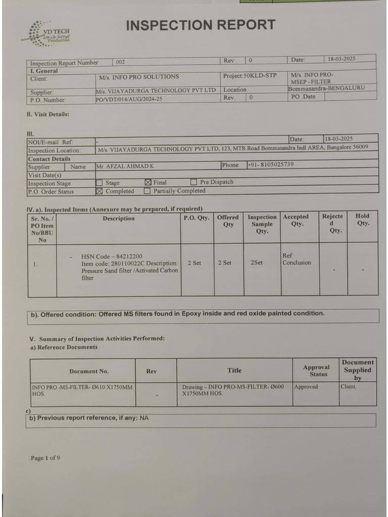 Inspection Report | PDF