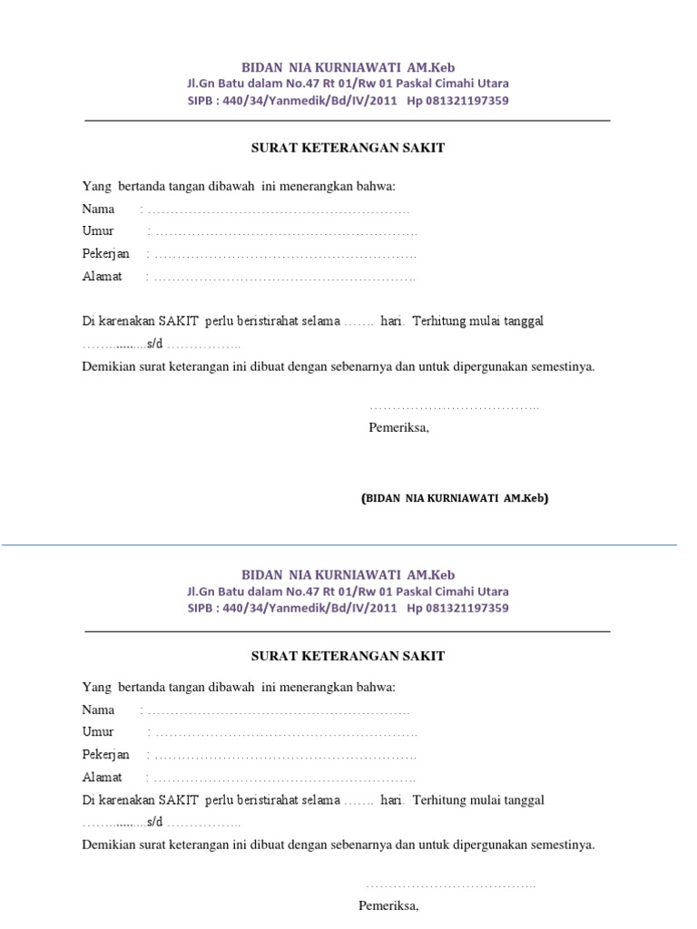 Surat Keterangan Sakit