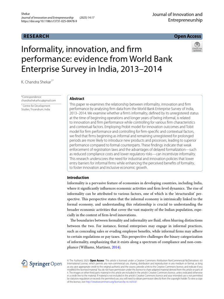 Informality's Impact on Innovation in India | PDF | Innovation ...