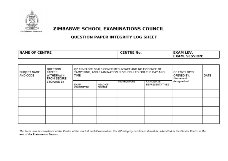 Question Paper Integrity Log-1-1 | PDF