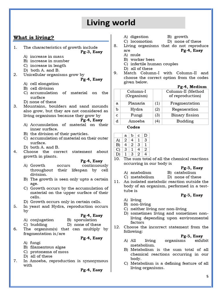 Characteristics of Living Organisms | PDF | Mitosis | Cellular Processes