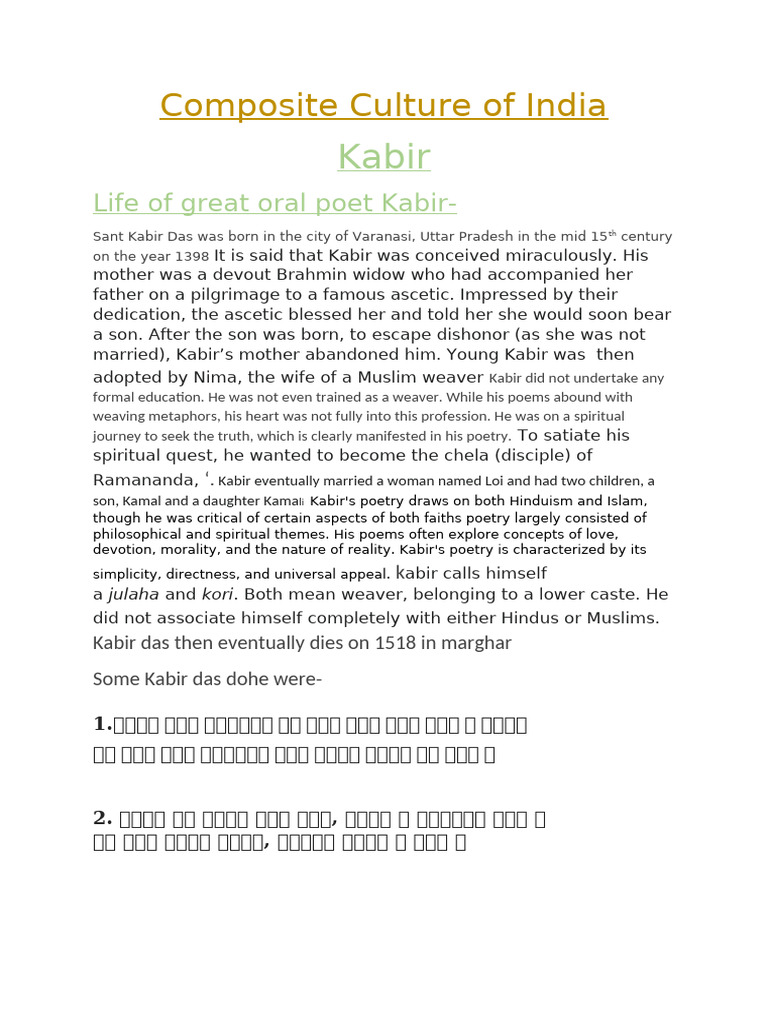 Composite Culture of India | PDF | Guru Nanak | Indian Religions