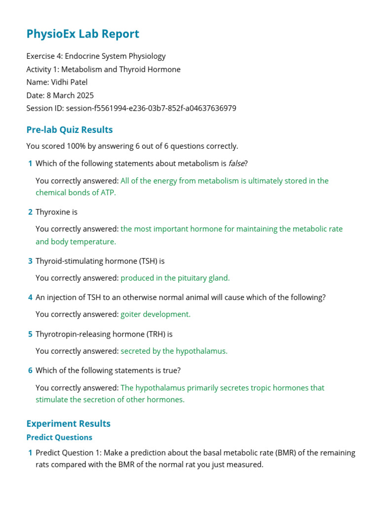 Endocrine System Physiology Lab Report | PDF | Thyroid Stimulating ...