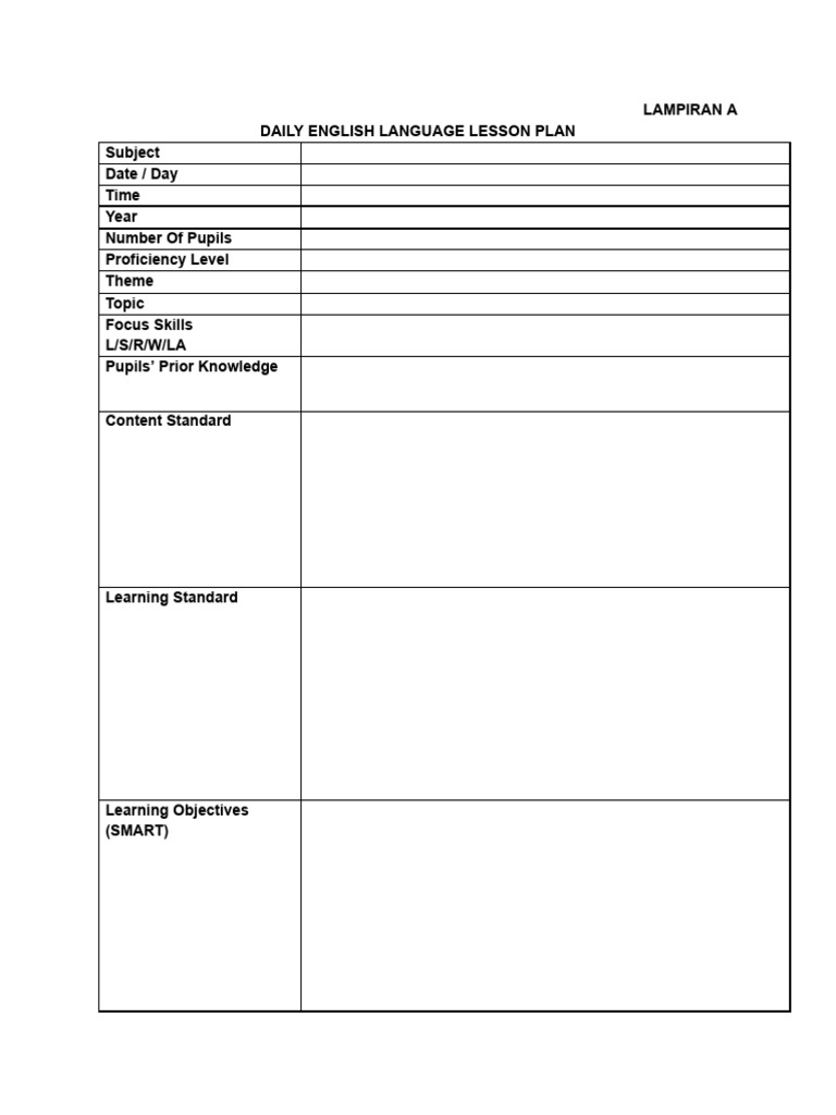 Lesson Plan Observe Template | PDF