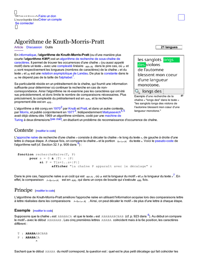 Algorithme de Knuth-Morris-Pratt | PDF | Logique mathématique ...