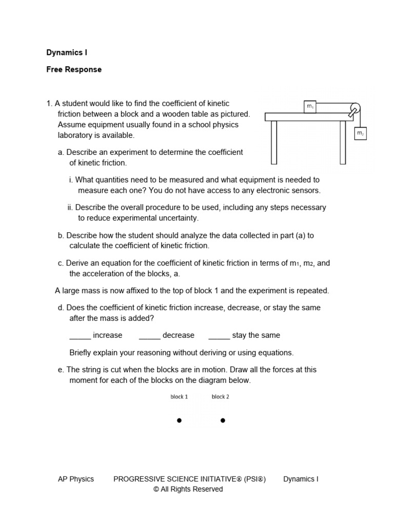 AP Physc m Dynamics i Free Response 2024-12-01 | PDF | Force | Friction