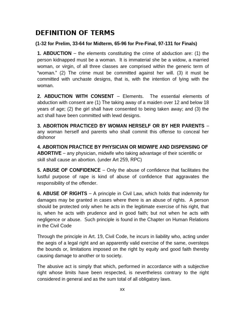 Legal Terminology Definitions Guide | PDF | Crimes | Crime & Violence