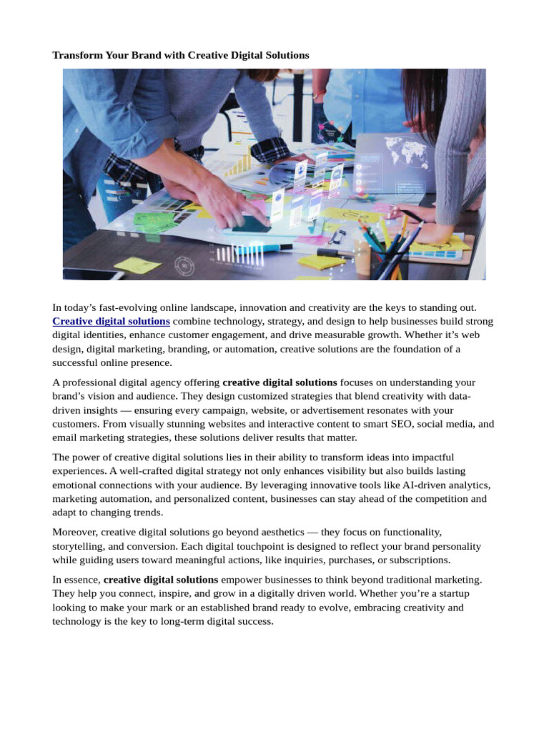 Transform Your Brand With Creative Digital Solutions | PDF