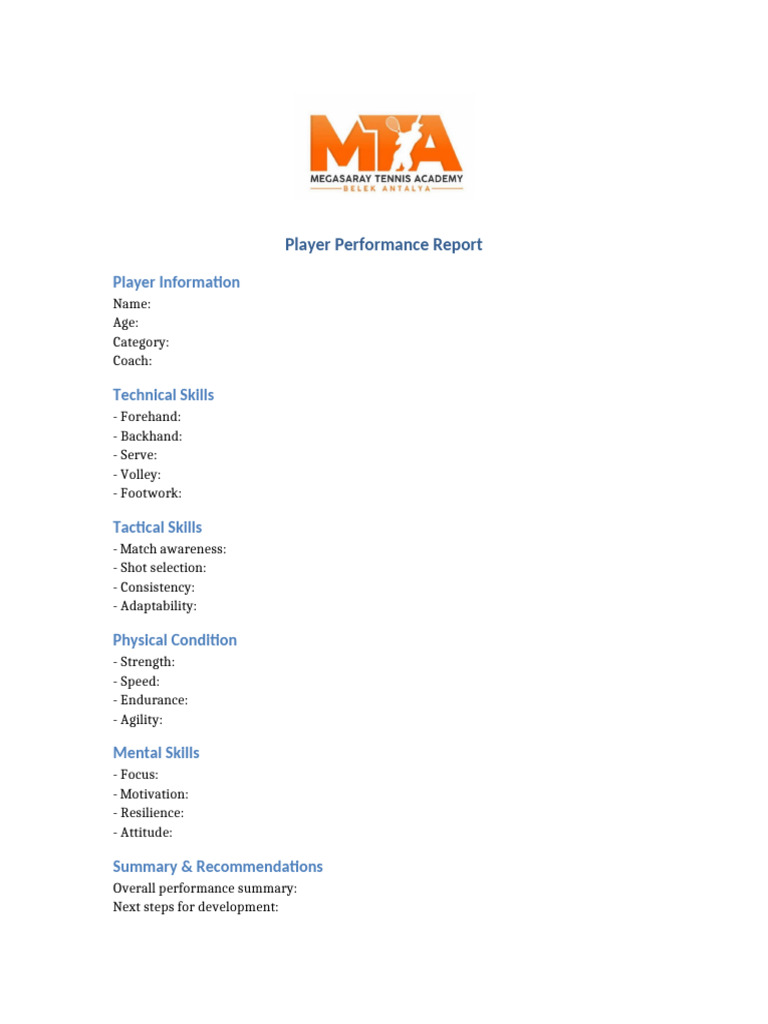 Player Performance Report 3 | PDF