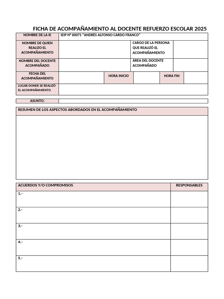 Ficha de Acompañamiento Docente 2025 | PDF