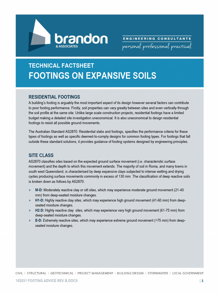 Footing Guidelines for Expansive Soils | PDF | Soil | Concrete