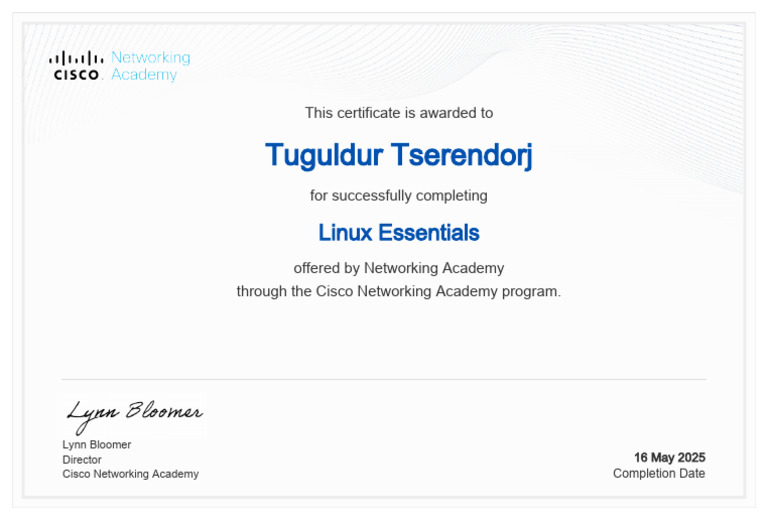 Linux Essentials Certificate Awarded | PDF