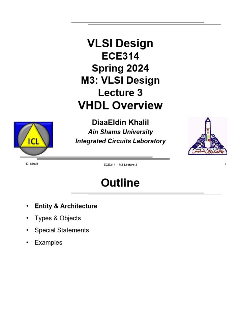 VHDL Design Concepts in ECE314 Lecture | PDF | Vhdl | Integer (Computer ...