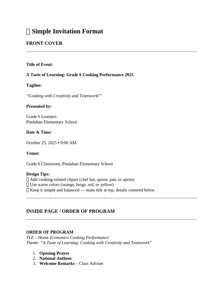 ? Simple Invitation Format | PDF
