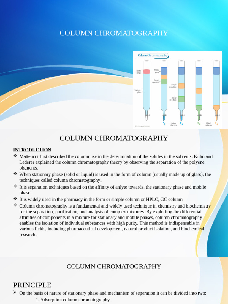 Column Chromatography Overview | PDF | Chromatography | Elution