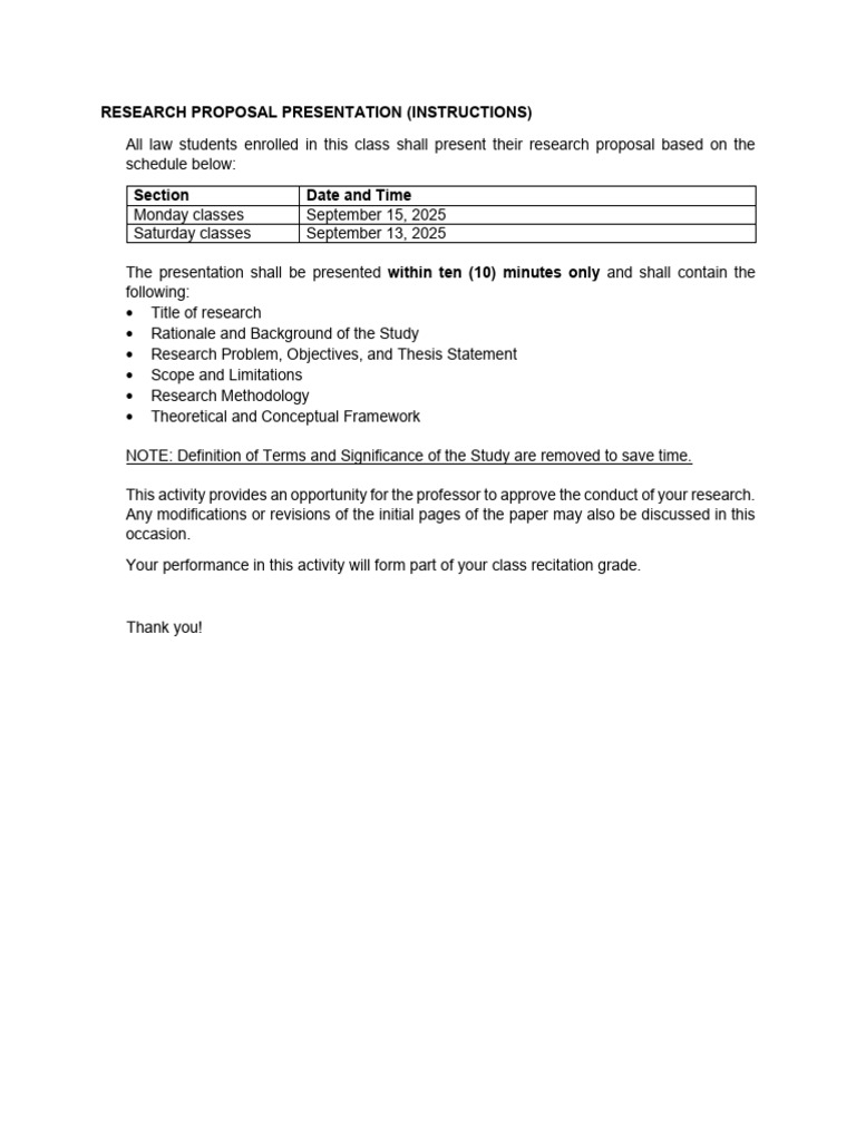 10-Minute Research Proposal Guidelines | PDF