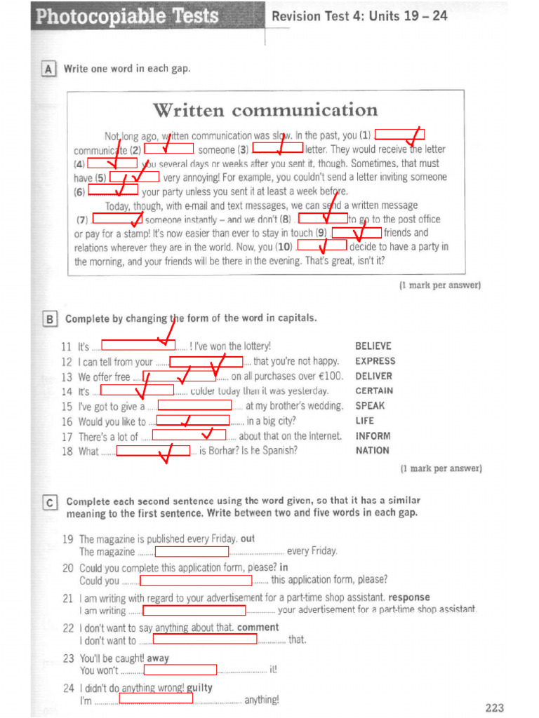 Photocopiable Test 4 - Units 19-24 | PDF