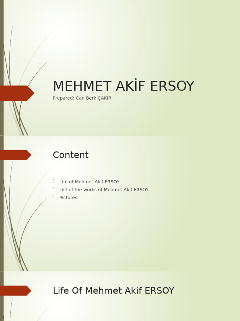 Life and Works of Mehmet Akif Ersoy | PDF
