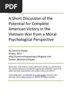 A Short Discussion of the Potential for Complete American Victory in the Vietnam War from a Moral-Psychological Perspective