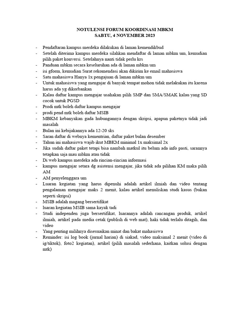 Panduan Pendaftaran MBKM 2023 | PDF