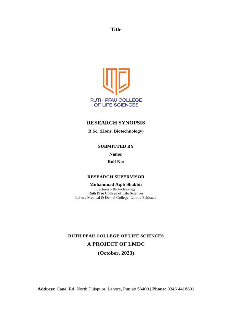Synopsis Template RCLS | PDF