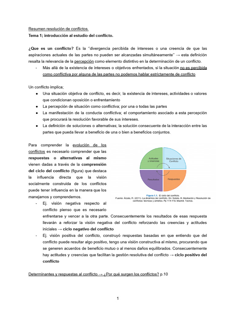 Resumen Resolucion de Conflictos | PDF | Conflicto (proceso) | Las ...