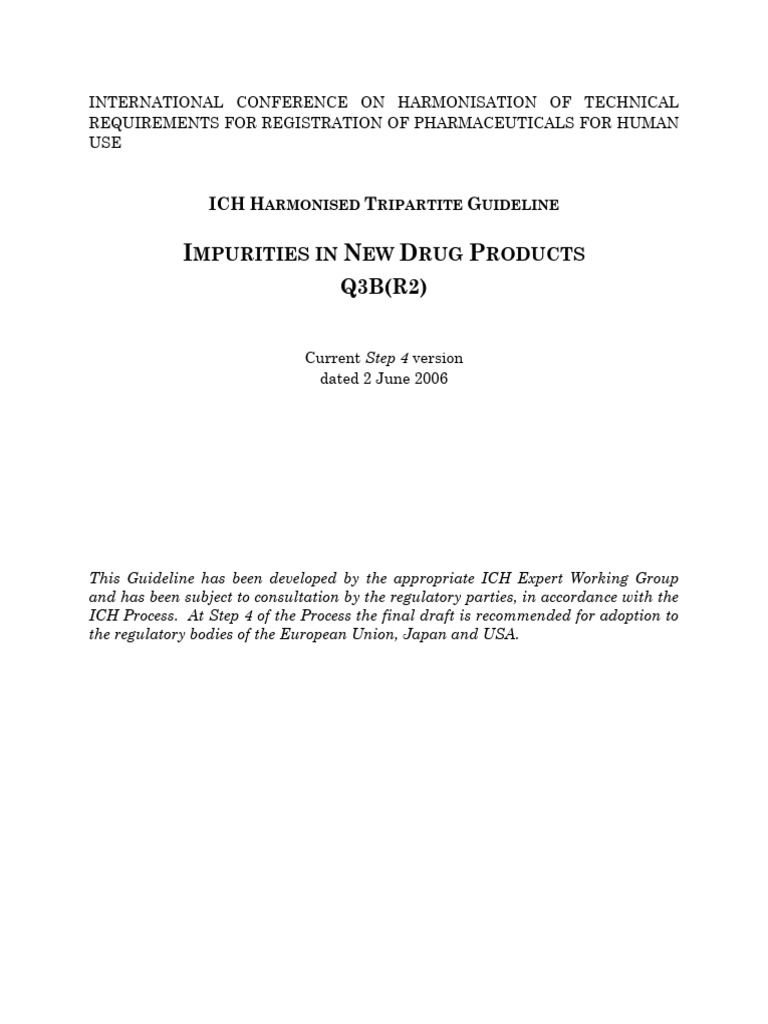 ICH Q3B(R2) Guideline on Drug Impurities | PDF | Pharmacology | Chemistry