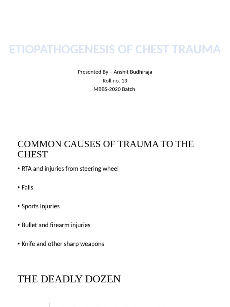 Etiopathogenesis of Chest Trauma | PDF | Thorax | Major Trauma