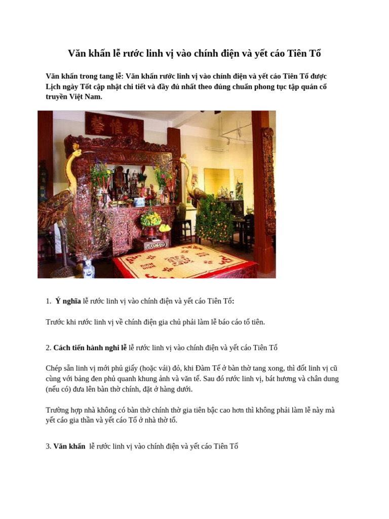 Van Khan Le Ruoc Linh Vi Vao Chinh Dien Va Yet Cao Tien To | PDF