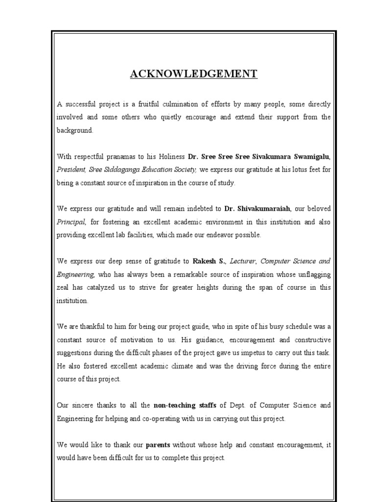 Project Acknowledgements and Gratitude | PDF | Career & Growth | Art