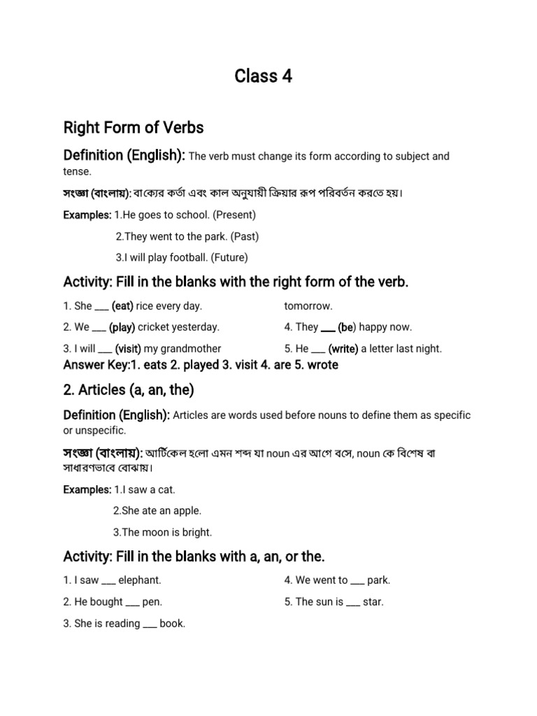 Verb Forms and Grammar Basics | PDF | Grammatical Tense | English Language