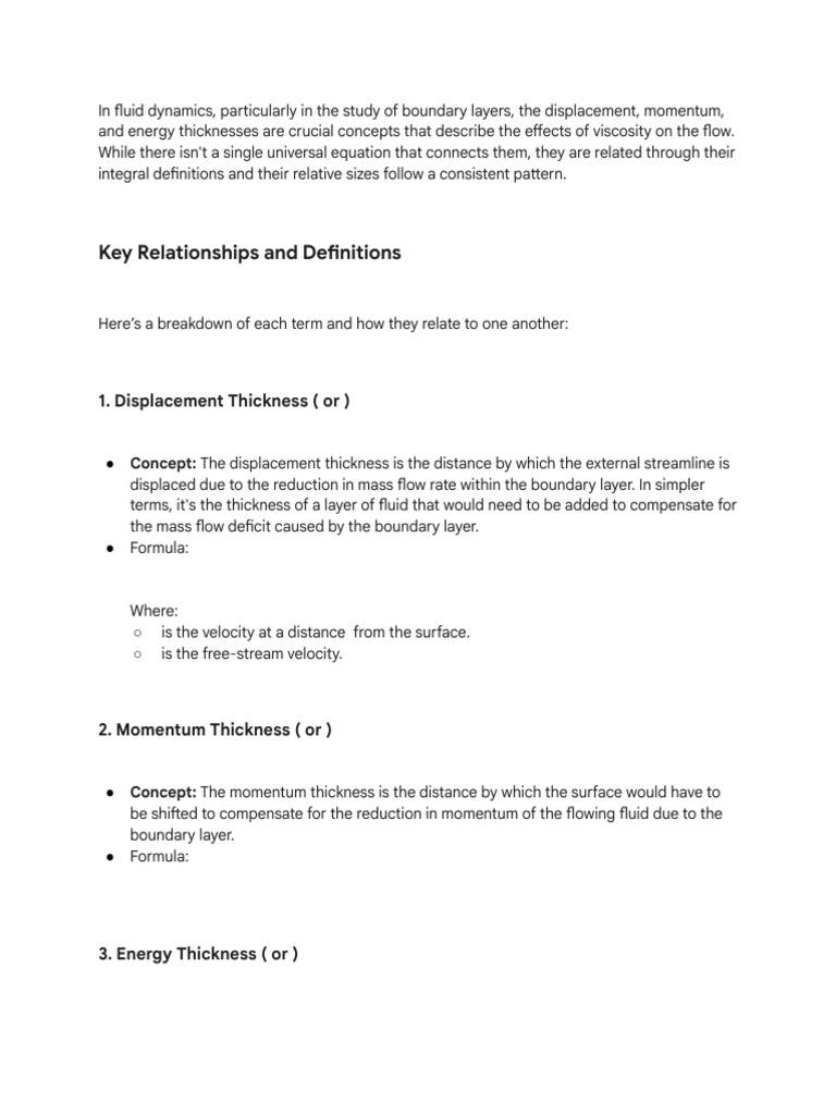 Boundary Layer Thickness Relationships | PDF | Boundary Layer | Fluid ...