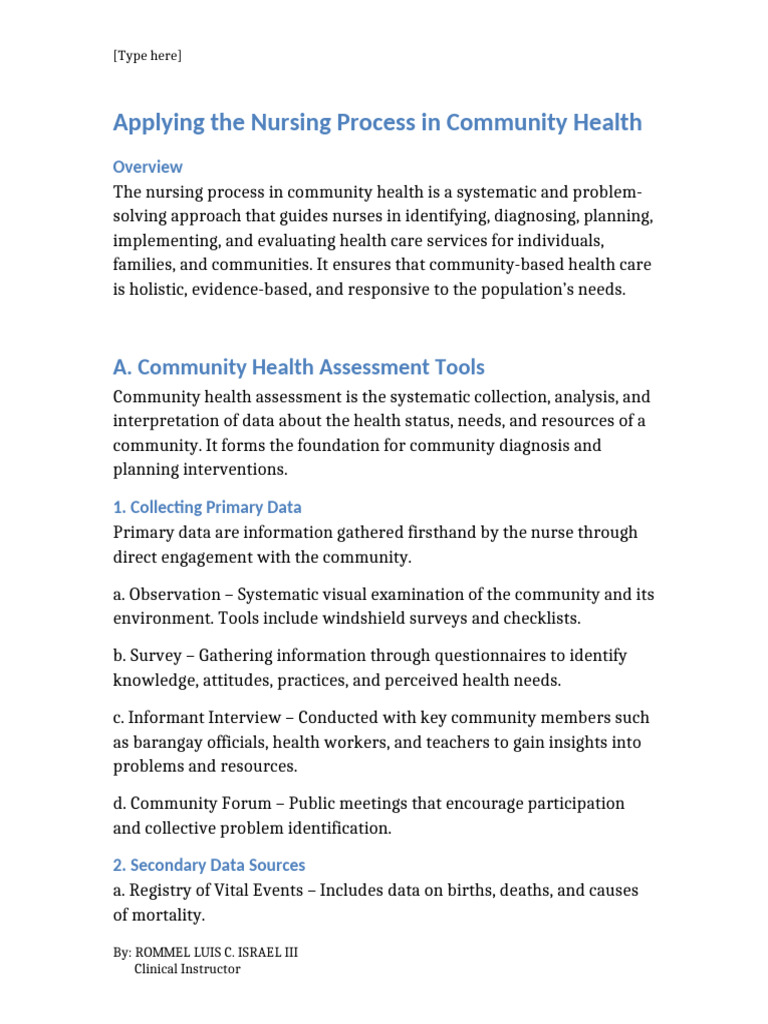 Nursing Process in Community Health | PDF | Evaluation | Nursing
