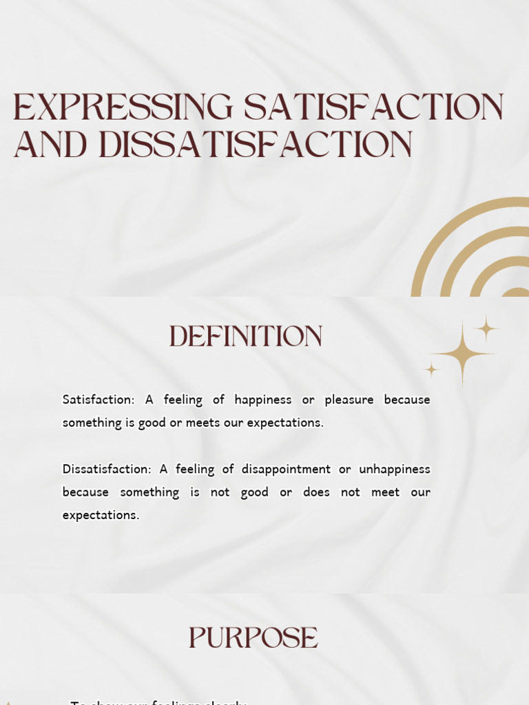 Expressing Satisfaction and Dissatisfaction | PDF | Contentment ...