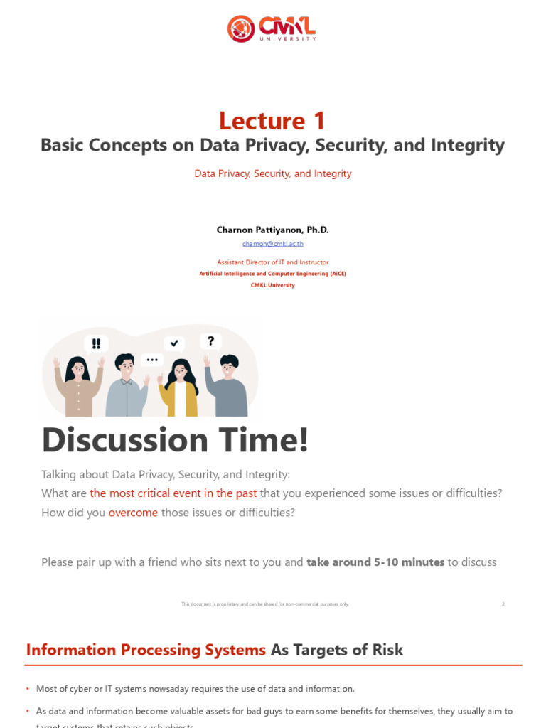 Lecture 1 - Basic Concepts | PDF | Security | Computer Security