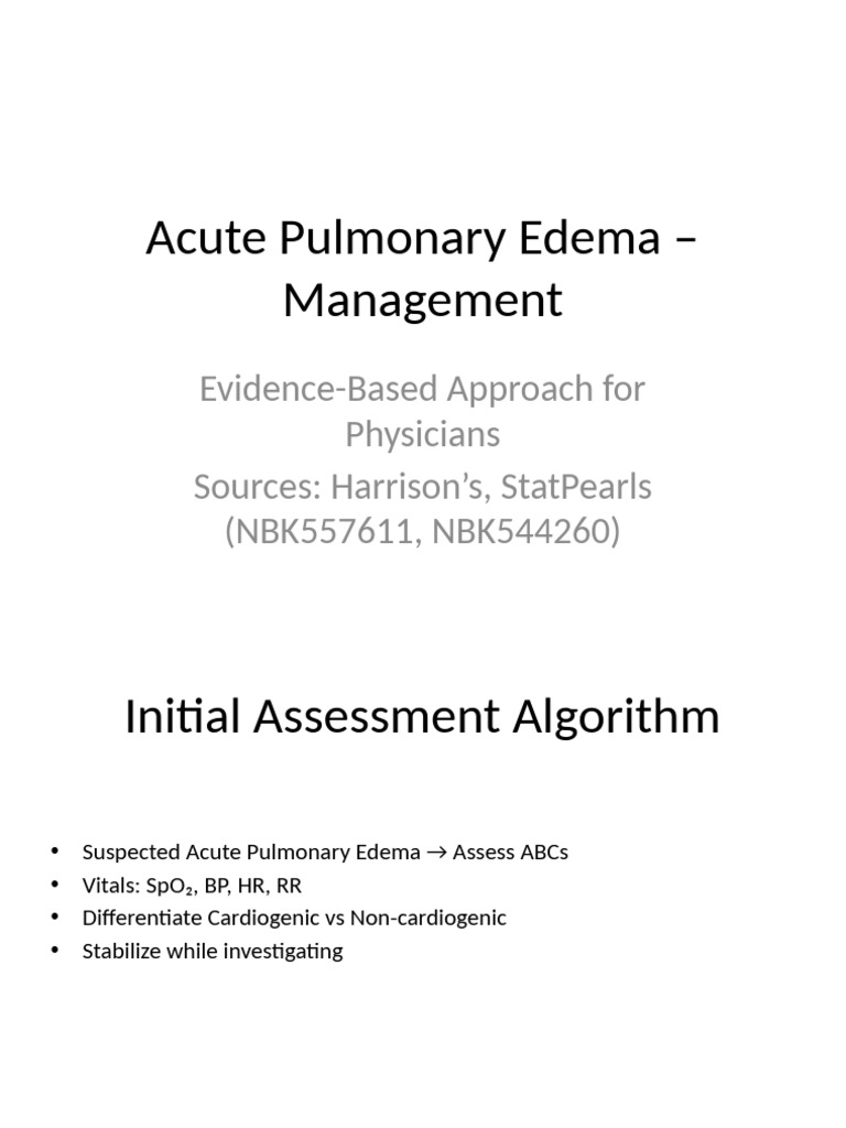 Acute Pulmonary Edema Management Guide | PDF