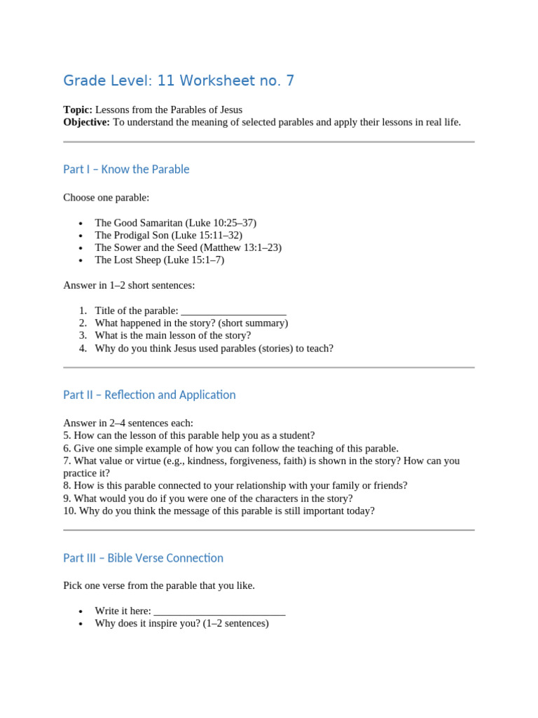 Dominican Grade 11 Theology Worksheet No.7 3 | PDF