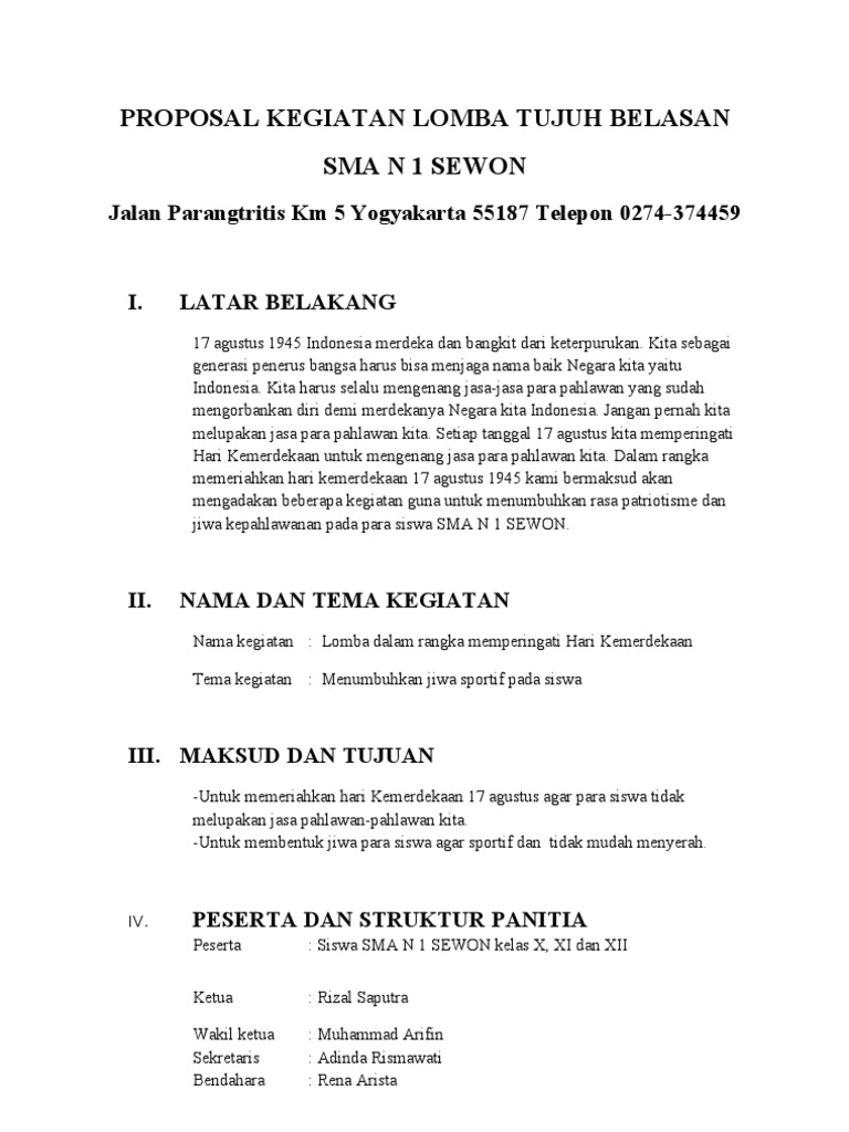 Contoh Proposal 17 Agustus Word