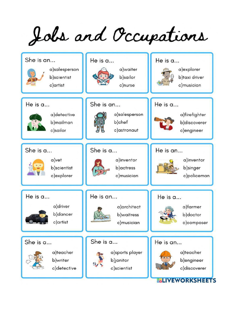 Occupations Worksheet 2 | PDF