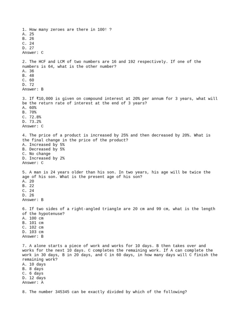 Math Problem Solutions and Answers | PDF