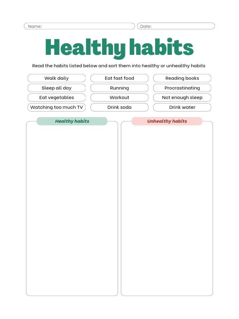 Classify The Healthy Habits Worksheet | PDF