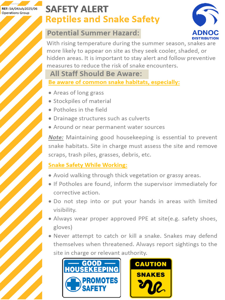 Safety Alert - Reptiles Snake Safety | PDF