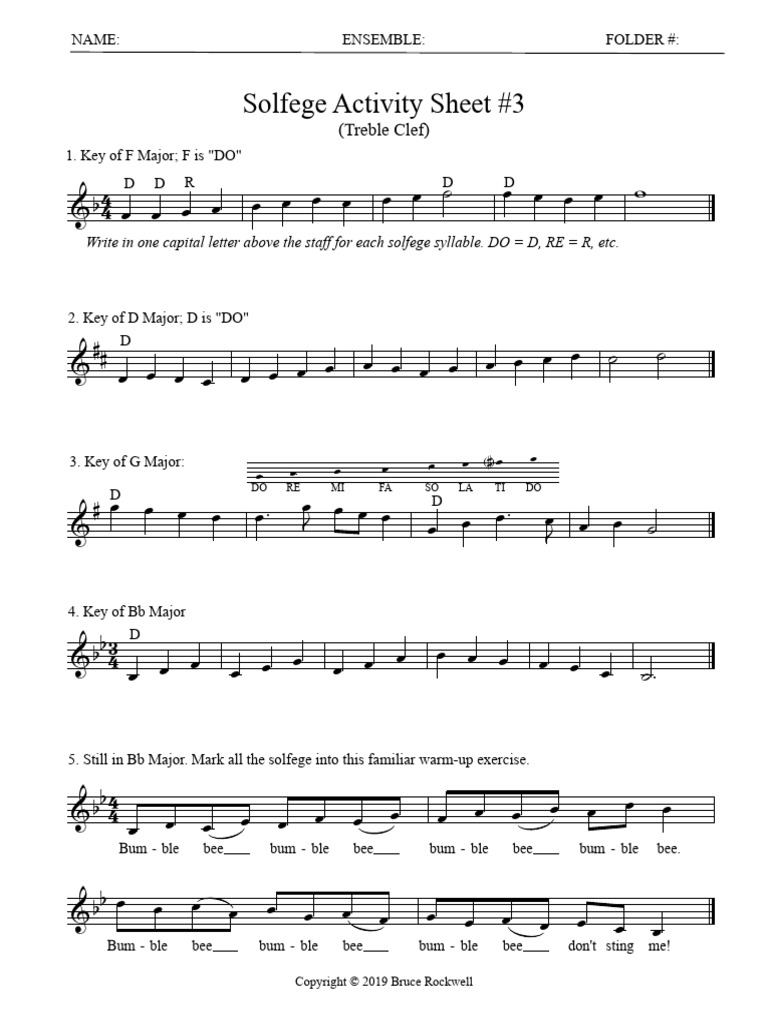 Treble Clef Solfege Activity Sheet | PDF | Musical Notation