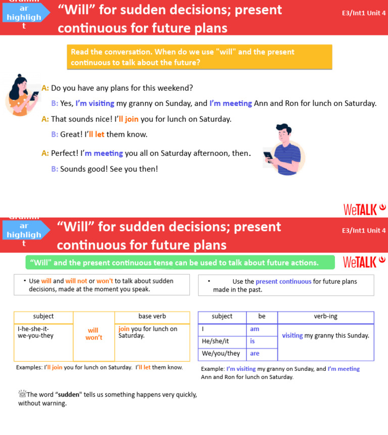 Future Plans: Will vs. Present Continuous | PDF