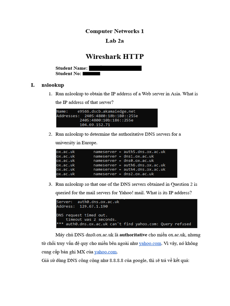 Wireshark DNS Analysis Lab Report | PDF | Domain Name System ...