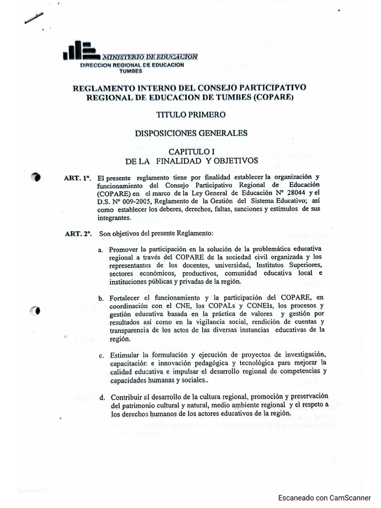 Reglamento Interno Del Consejo Participativo Regional de Educacion | PDF
