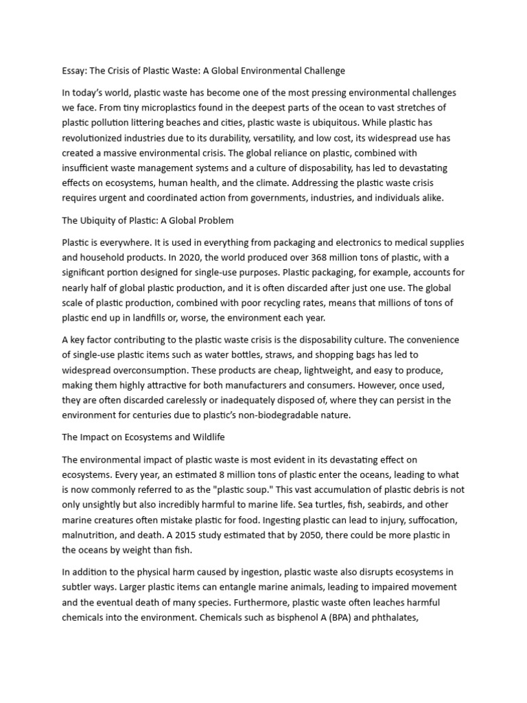 Global Plastic Waste Crisis Explained | PDF | Plastic | Recycling